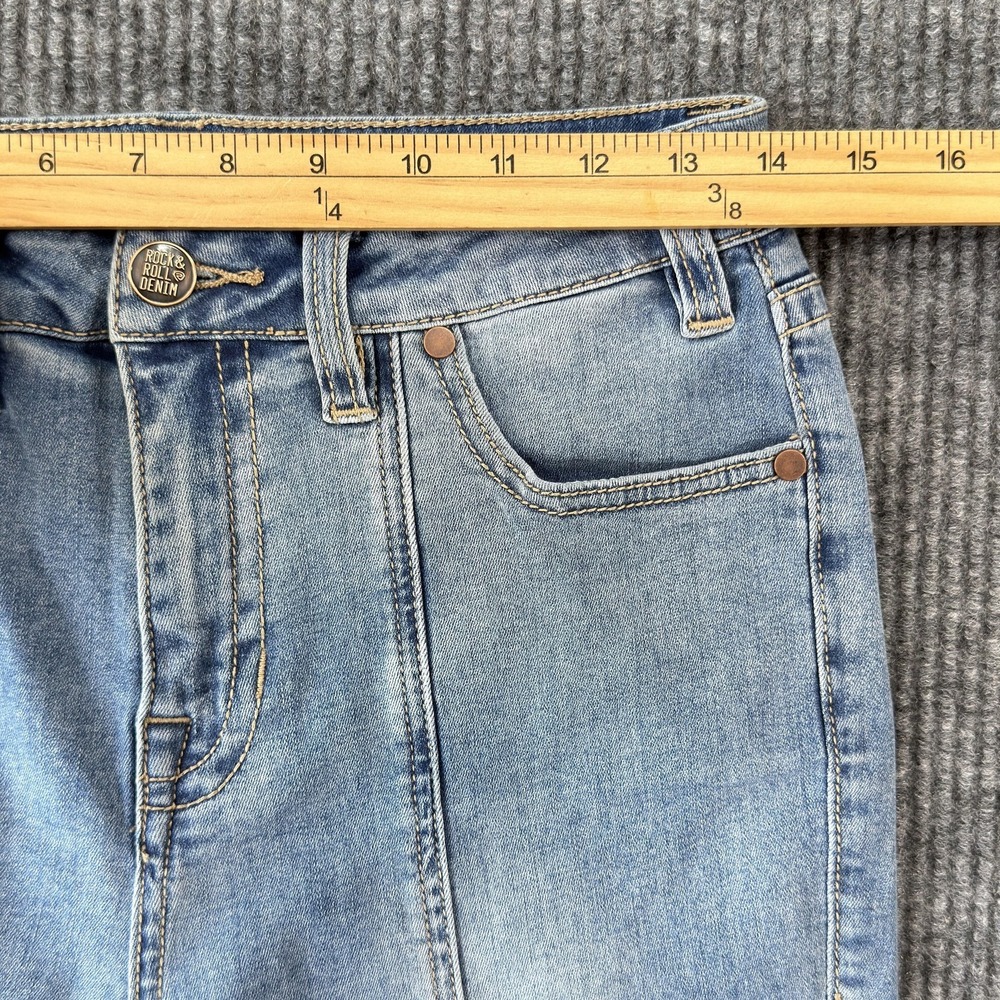 Rock & Roll Trouser Flare Jeans Womens 27x34 Light Wash High Rise Front Slit Leg - Picture 11 of 16